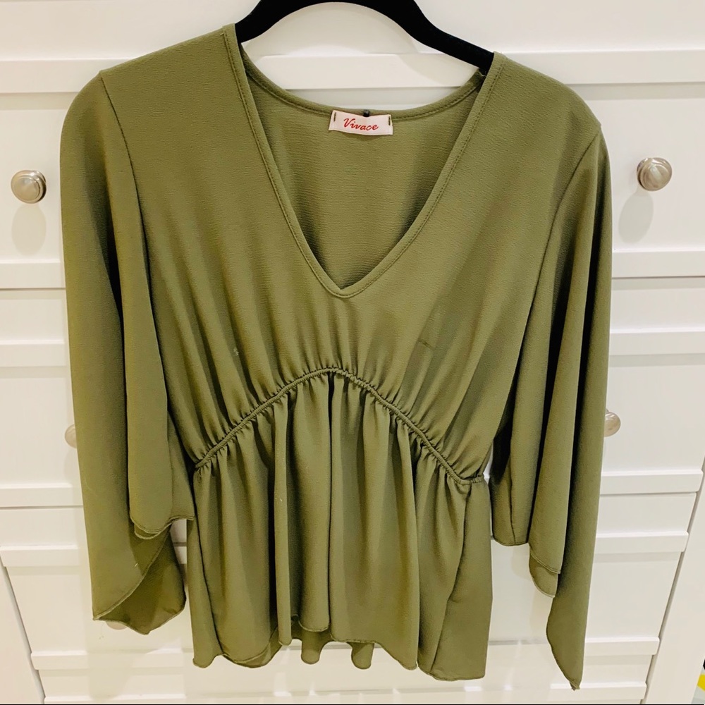 Olive green babydoll top